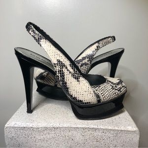 BEBE Zahara Black & White Snakeskin